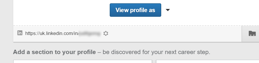 Cog wheel in the Linkedin Profile setting page, under your image